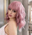 VCKOVCKO Valentine's Day Gift Pink Wavy Wig With Air Bangs Women's Short Wigs Curly Wavy Shoulder Length Synthetic Wig for Women Daily Use Colorful W