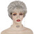 GNIMEGIL Short Ombre Curly Hair Wigs For Seniors Women Silver Grey Wig Old Lady Costume Grandma Gray Synthetic Elderly Wigs Mommy Granny Wig Set