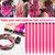TOFAFA 22 inch Colored Hair Extensions Straight Hairpiece,Pink Color Party Highlights Clip in Long Synthetic Hair Extensions for Women Girls Cosplay