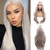 Kalisa Grey Lace Front Wig for Women Long Silky Straight Grey Natural Hairline Wig Heat Resistant Fiber Synthetic Glueless Wigs for Daily Wear 24inch