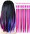 Rhyme Pink Purple Hair Extensions for Women 21 inch Highlight Princess Party Colored Hair Extensions Clip in/on for Women Hair Accessories Wig Pieces