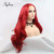 sylvia Red Synthetic Lace Front Wig Mermaid Red Hair Side Part Synthetic Lace Front Wigs Heat Resistant Fiber Soft Nature Wave Wig for Women, Drag Qu