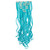 SWACC 7 Pcs Full Head Party Highlights Clip on in Hair Extensions For Women Colored Hair Streak Synthetic Hairpieces (20-Inch Curly, Teal Blue)