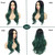 Tseses Green Wig Long Wavy Curly Wigs for Women Ombre Dark Green Synthetic Hair Wigs Dark Roots Hair Women Wig Cosplay Halloween Party Daily Use