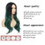 Tseses Green Wig Long Wavy Curly Wigs for Women Ombre Dark Green Synthetic Hair Wigs Dark Roots Hair Women Wig Cosplay Halloween Party Daily Use