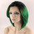 MX angel Short Straight Black Green Lace Front Natural Ombre Green Party Bob Wig