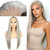 BLUPLE Silver Blonde Lace Front Wigs Long Straight Half Hand Tied Wig for Women Grey Heat Resistant Synthetic Hair 22 Inches