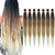 36'' Ombre Pre Stretched Braiding Hair Yaki Texture Crochet Braid Hair Extensions 4 Tones Braiding Hair Pre Stretched (7packs,1b/30/27/613)