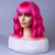 BERON Pink Women Wig Short Curly Wigs for Girls with Bangs Hot Pink Wavy Hair Wigs Colored Bob Shoulder Length Wig for Womens Girls Cosplay or Daily