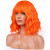 BERON Orange Wigs for Women Short Curly Girls Neon Orange Wig Womens Bright Colored 12" Wavy Bob Heat Resistant Synthetic Hair Wig with Wig Cap
