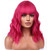 BERON 14 Inches Hot Pink Wig Short Curly Rose Pink Synthetic Wigs for Women Daily Party Hairnet Included