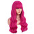 BERON 26 Inches Hot Pink Wig Long Curly Wig with Bangs Synthetic Wigs Rose Red Wigs for Women with Hairnet