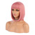 eNilecor Short Hair Wig 12" Straight Flat Bangs Short Bob Hair Candy Color Synthetic Wigs Natural As Real Hair (Pink)