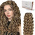 Hetto Curly Clip in Hair Extensions Clip in Extension Human Hair 7Pcs #P4/27 Light Brown Highlight Golden Blonde 16 Inch 120g Loose Curly Hair Extens