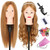 Mannequin Head With Human Hair 22-24 Inch Blonde 60% Real Hair Cosmetology Manicans Head for Practicing Braiding Styling Cutting Doll Head with Clamp