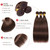 Chocolate Brown Bundles Human Hair Brazilian Straight Hair Extensions Sew In 9A Grade Virgin 100% Unprocessed Remy Human Hair Weave Extensions (Strai