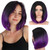 HANNE Ombre Purple Bob Wig Short Straight Bob Wig Heat Resistant Synthetic Hair Wigs for Black Women Halloween Rumi Cosplay Wigs (Black to Purple)