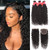 Water Wave 3 Bundles with Closure 8A Ocean Wave Wet and Wavy Human Hair Weave (18 20 22+16, Natural Color)