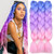 BACANA Pink Ombre Braiding Hair Extensions 3Pcs Jumbo Braiding Hair for Box Braids 24inch Blue/Purple/Pink