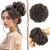 FESHFEN Large Messy Bun Hair Piece - Wavy Synthetic Chignon Scrunchies Elastic Ponytail Hair Extensions Thick Hairpieces for Women, Dark Brown 1.94oz
