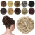 FESHFEN Messy Bun Hair Piece - Wavy Synthetic Chignon Scrunchies for Instant Volume, Elastic Bun Ponytail Hair Extensions Thick Hairpieces for Women,