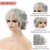 TISHINING Pixie Cut Grey Short Curly Wigs for White Women Layered Silver Gray Synthetic Short Hair Wigs with Bangs Salt and Pepper Wigs for Women