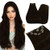 Ugeat Brown Clip in Hair Extensions Real Human Hair for Women Real Hair Clip in Extensions Dark Brown Hair Clip Extensions for Girls Easy to Apply 7p