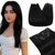 Ugeat Black Human Hair Clip in Extensions for Women Real Hair Extensions Clip in Human Hair Jet Black Hair Extensions Clip ins for Short Hair 7pcs 10