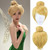 ANOGOL Hair Cap+ Women Short Gold Wig with Buns Straight Cosplay Costume Wig for Halloween Party Hair Gold Blonde Christmas Wig