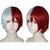 ANOGOL Hair Cap+ Half Red Half White Wigs Short Silver Cosplay Wig Mens Short White Wigs for Anime Cosplay Synthetic Hair Silver Mixed Red Costume Wi
