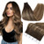 Full Shine Tape in Hair Extensions Human Hair Remy Hair 18 Inch Tape Extensions Color 2 Fading to 3 and 27 Caramel Blonde Balayage 50g Human Hair Ext