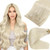 Full Shine Blonde Human Hair Clip in Extensions 22 Inch Long Hair Extensions for Women Seamless Extension Clip ins Straight Remy Natural Hair 8 Pcs 1