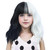 DUDUWIG Black White Split Wig for Kids Girls Short Half Black Half White Wig With Bangs Black Child White and Black Wigs Cosplay Halloween Wigs