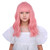 DUDUWIG Girls Pink Wig with Air Bangs Kids Short Lovely Pink Wavy Curly Wigs Child Light Pink Synthetic Cosplay Hair
