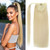 BEAUTY PLUS 18" Straight Wrap Around Ponytail Human Hair extensions for Women 100gram Bleach Blonde #613