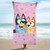 Jay Franco Bluey & Bingo Beach Towel - Pink Kids Super Soft & Absorbent 100% Cotton Towel for Bath and Pool, Measures 28 x 59