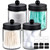 Amolliar 4 Pack Apothecary Jars Bathroom Vanity Storage Organizer Set -Countertop Canister with Stainless Steel Lids &Cute Stickers - Qtip Dispenser