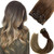 Clip in Human Hair Extensions Brown to Ash Brown Ombre Clip in Hair Extensions 7 Pieces 70G Double Weft Remy Clip in Real Hair Extensions for Women 1