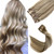 Clip in Hair Extensions Real Human Hair, Ash Blonde Highlighted Blonde Remy Human Hair Clip in Extensions 18inch 7pcs 70G Double Weft Real Hair Exten