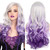 Beweig Long Curly Wavy Silver Grey to Purple Wig Side Part Natural Looking Synthetic Cosplay Wig for Women