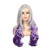 Beweig Long Curly Wavy Silver Grey to Purple Wig Side Part Natural Looking Synthetic Cosplay Wig for Women