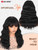 WIGNEE 100% Virgin Human Hair Natural Wave Wigs with Bangs Brazilian Human Hair Wave Wigs Natural Black Color (16 Inch)