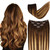 12" Hair Extensions Balayage Clip in Human Hair for Women - Silky Straight Chocolate Brown to Honey Blonde Highlight Brown Ombre Hair 50grams 4pieces