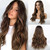 EMMOR Long Brown Lace Front Wig for Women, 25 Inch Natural Hair Wavy Synthetic Wigs Middle Part Daily Hair Hand Tied/Longlife/Lightweight