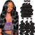 Unice Hair 22 20 18 inches Brazilian Body Wave Virgin Hair 3 Bundles, 100% Unprocessed Brazilian Wavy Human Hair Weave Extensions, Natural Black Colo