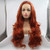 Sylvia 360# Copper Red Soft Lace Front Wig Body Wave Synthetic Wigs Pre-plucked Free Parting Realistic Hairline Half Hand Tied Wig Deep Wave 180% Den