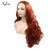 Sylvia 360# Copper Red Soft Lace Front Wig Body Wave Synthetic Wigs Pre-plucked Free Parting Realistic Hairline Half Hand Tied Wig Deep Wave 180% Den