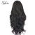 Sylvia 24" 1b Long Black Wig Natural Wave Synthetic Lace Front Wigs 180% Density Black Half Hand Tied Heat Resistant Fiber Hair Replacement Wig for W