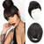 Clip in Bangs Real Human Hair Flat Bangs Remy Fringe Hair Extensions Thick Full Tied Bangs with Temples Clip on Hair Pieces for Women Natural Color