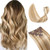 Hairro Clip in Hair Extensions 100% Human Hair 18 Inch 70g Thin Standard Weft 8 Pcs 18 Clips Straight Hair for Women Beauty Gift Balayage #12P613 Gol